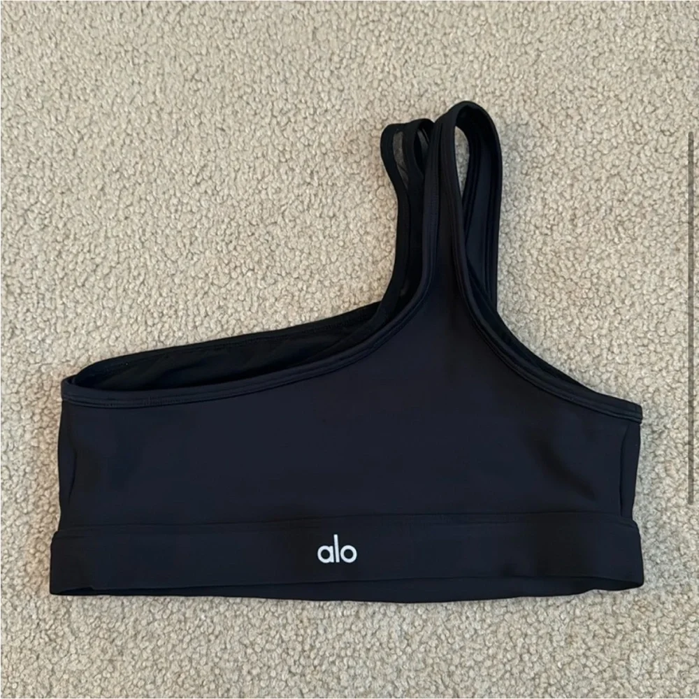 Asymmetrical Black Sports Bra Top